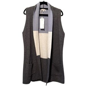 BARTOLINI Open Front Sweater Vest Size M Women Wool Cashmere Sleeveless Cardigan